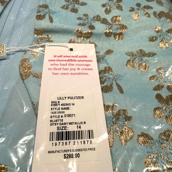 NWT Lilly Pulitzer Blue and Gold Midi Dress - Tazie Dress - Picture 4 of 4